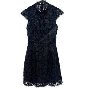 Asilio Dark Muse Black Lace Cut Out Back Mini Dress Womens Size 6